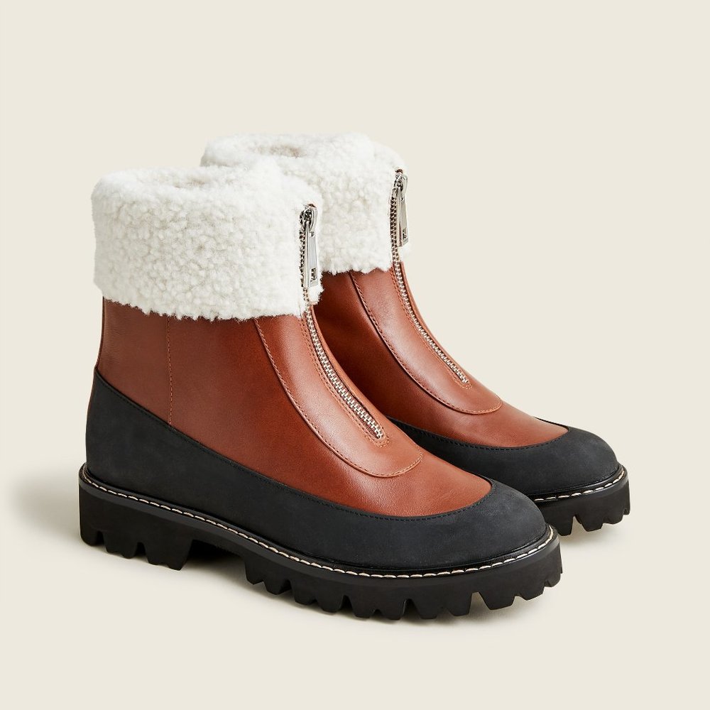 J.CREW Gwen Lug Sole Front Zip Boots
